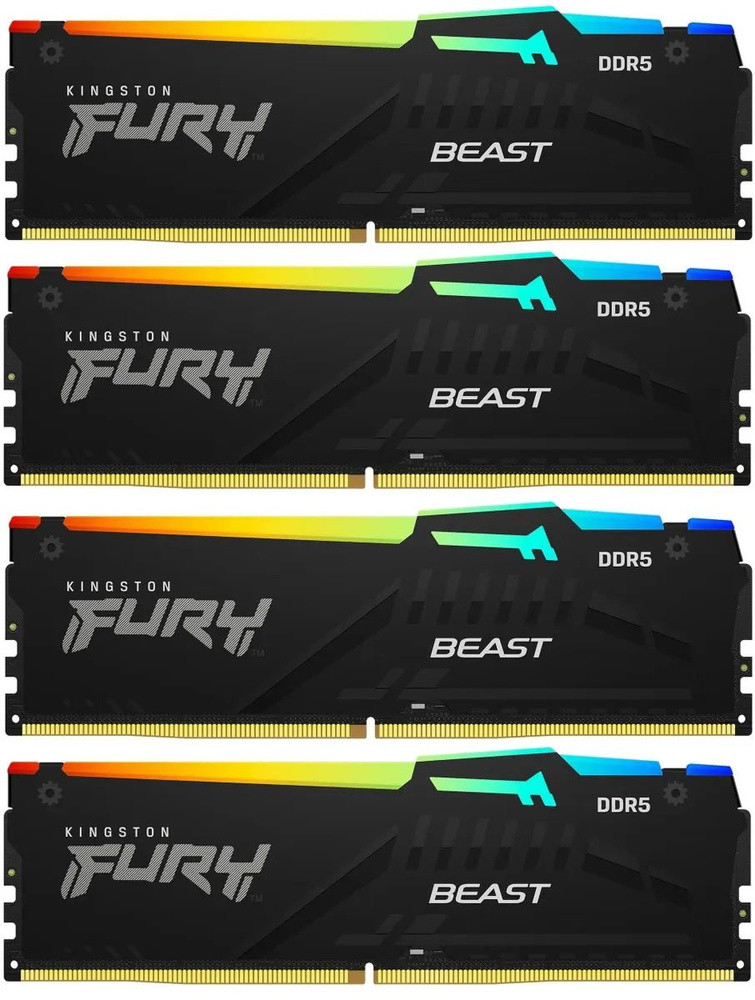 Оперативная память 128 Gb 5200 MHz Kingston FURY Beast RGB Black (KF552C40BBK4-128)