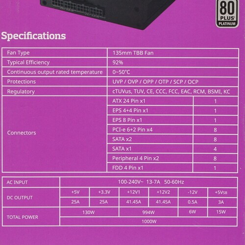 Блок питания Cooler Master 1000W Platinum V 1000 MPZ-A001-AFBAPV-EU