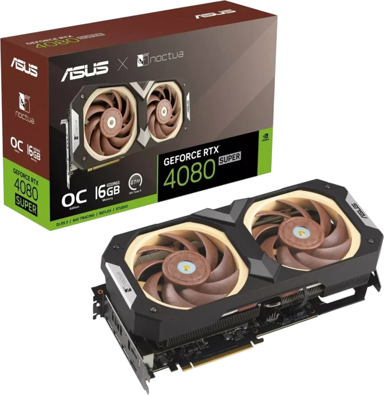 Видеокарта ASUS (RTX4080S-O16G-NOCTUA) GeForce RTX 4080 SUPER 16GB NOCTUA OC (90YV0KA2-M0NA00)