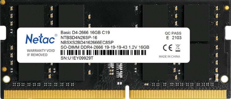 Оперативная память 16 Gb 2666 MHz NETAC BASIC (NTBSD4N26SP-16)