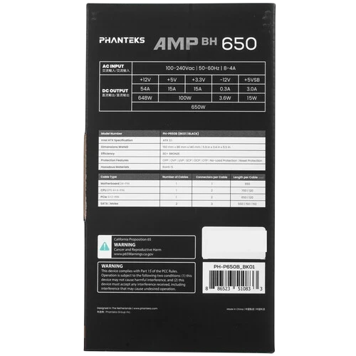 Блок питания PHANTEKS 650W AMP BH Black (PH-P650B_BK01)