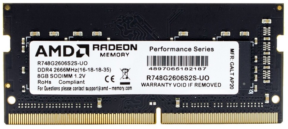 Оперативная память 8 Gb 2666 MHz AMD R7 PERFOMANCE SERIES Black (R748G2606S2S-UO)