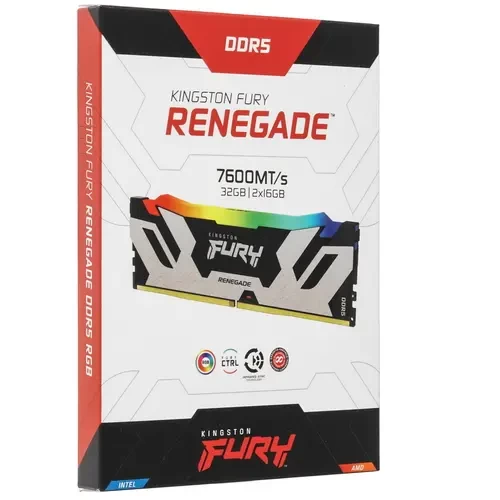 Оперативная память 32 Gb 7600 MHz Kingston FURY Renegade RGB Silver/Black (KF576C38RSAK2-32)