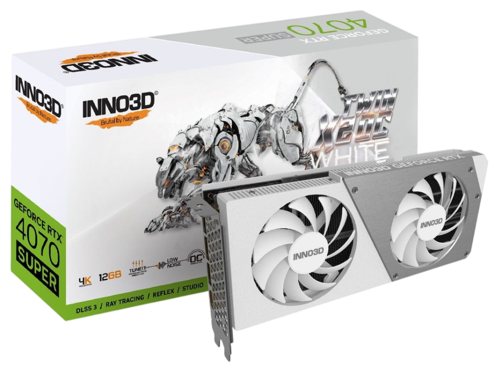 Видеокарта INNO3D (N407S2-126XX-186162W) GeForce RTX 4070 SUPER 12GB TWIN X2 OC White