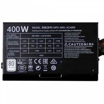 Блок питания Cooler Master 400W MasterWatt Lite White 230V V2 MPX-4001-ACABW-EU
