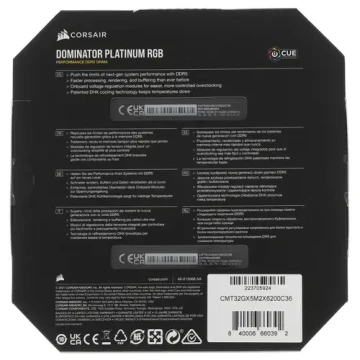 Оперативная память 32 Gb 6200 MHz Corsair DOMINATOR PLATINUM RGB (CMT32GX5M2X6200C36)