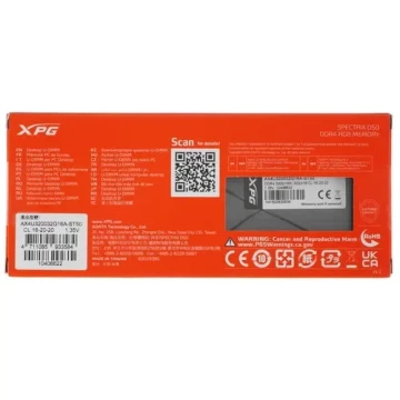 Оперативная память 32 Gb 3200 MHz ADATA XPG SPECTRIX D50 RGB Grey (AX4U320032G16A-ST50)