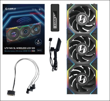 Комплект вентиляторов для корпуса Lian Li UNI FAN SL WIRELESS LCD 120 Reverse Blade Black (G99.12RSLLCD1W3B.R0)