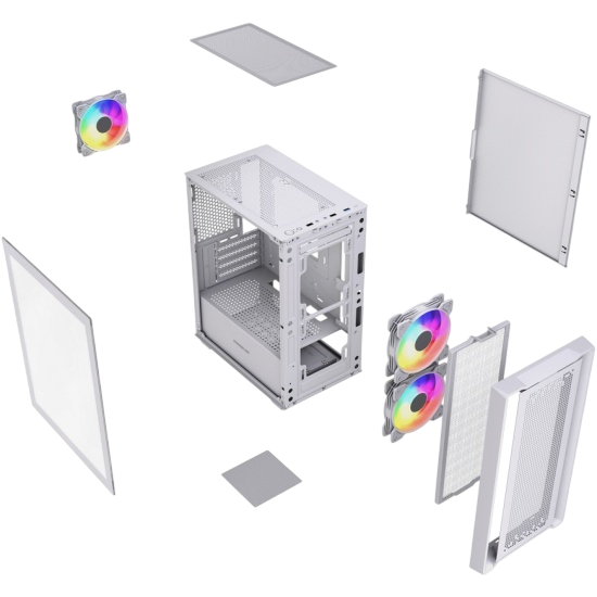 Компьютерный корпус Powercase Mistral SM04 TG ARGB White (CMMSM04W-A3)