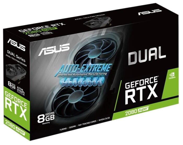 Видеокарта ASUS (DUAL-RTX2080S-8G-EVO-V2) GeForce RTX 2080 SUPER 1815MHz PCI-E 3.0 8192MB 15500MHz 256 bit 3xDisplayPort HDMI HDCP DUAL EVO V2