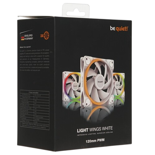 Комплект вентиляторов Be Quiet! LIGHT WINGS RGB White BL100
