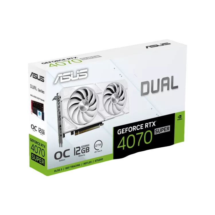 Видеокарта ASUS (DUAL-RTX4070S-O12G-EVO-WHITE) GeForce RTX 4070 SUPER 12GB EVO White OC (90YV0KC8-M0NA00)