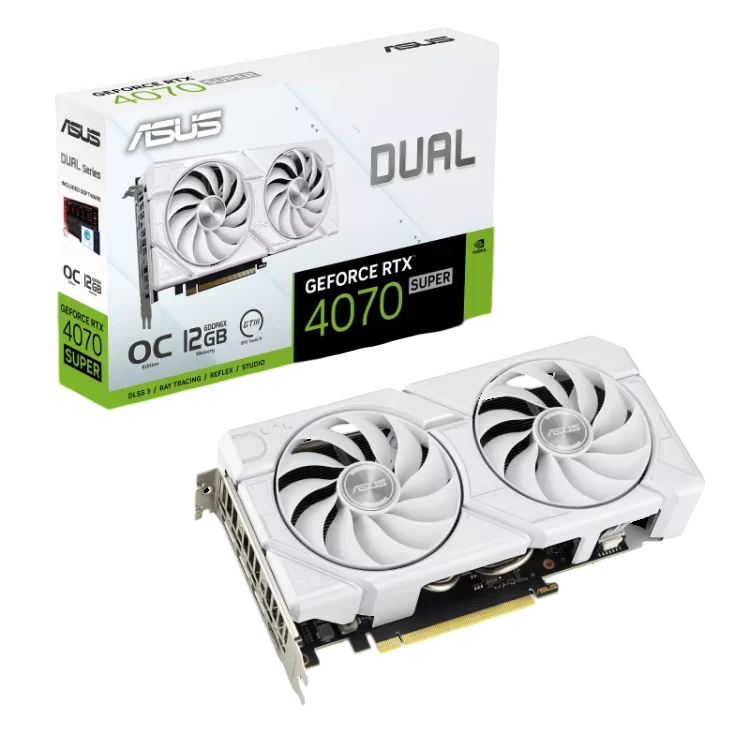 Видеокарта ASUS (DUAL-RTX4070S-O12G-EVO-WHITE) GeForce RTX 4070 SUPER 12GB EVO White OC (90YV0KC8-M0NA00)
