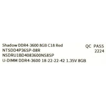Оперативная память 8 Gb 3600 MHz NETAC SHADOW Red (NTSDD4P36SP-08R)