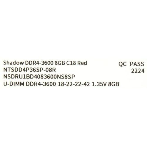 Оперативная память 8 Gb 3600 MHz NETAC SHADOW Red (NTSDD4P36SP-08R)