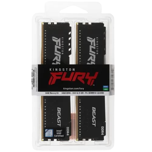 Оперативная память 64 Gb 3600 MHz Kingston FURY Beast Black (KF436C18BBK2/64)