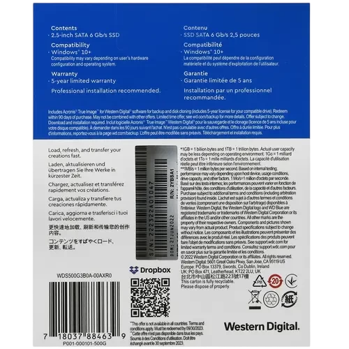 Твердотельный накопитель Western Digital 500 Gb Blue (WDS500G3B0A)