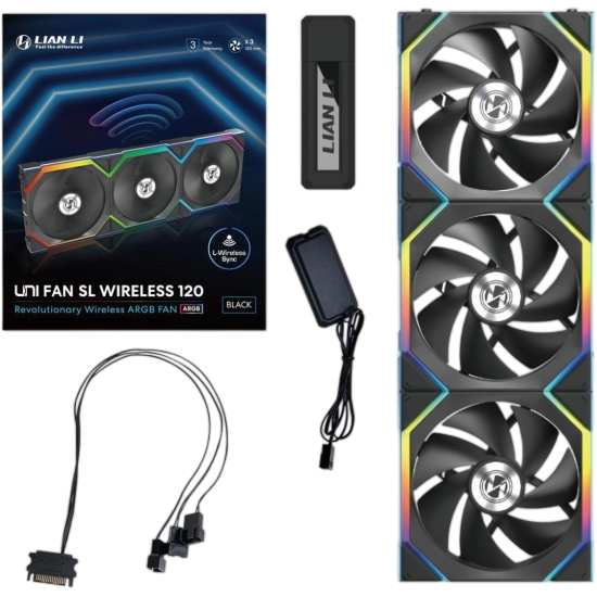 Комплект вентиляторов для корпуса Lian Li UNI FAN SL WIRELESS 120 ARGB Black 12SL1W3B (G99.12SL1W3B.R0)