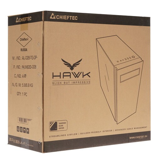 Компьютерный корпус Chieftec HAWK без БП TG Black AL-02B-TG-OP