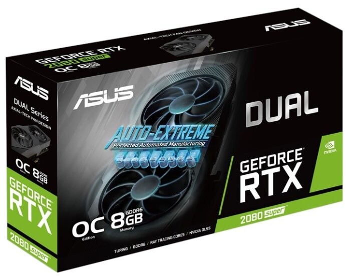 Видеокарта ASUS (DUAL-RTX2080S-O8G-EVO-V2) GeForce RTX 2080 SUPER 1815MHz PCI-E 3.0 8192MB 15500MHz 256 bit 3xDisplayPort HDMI HDCP DUAL EVO V2