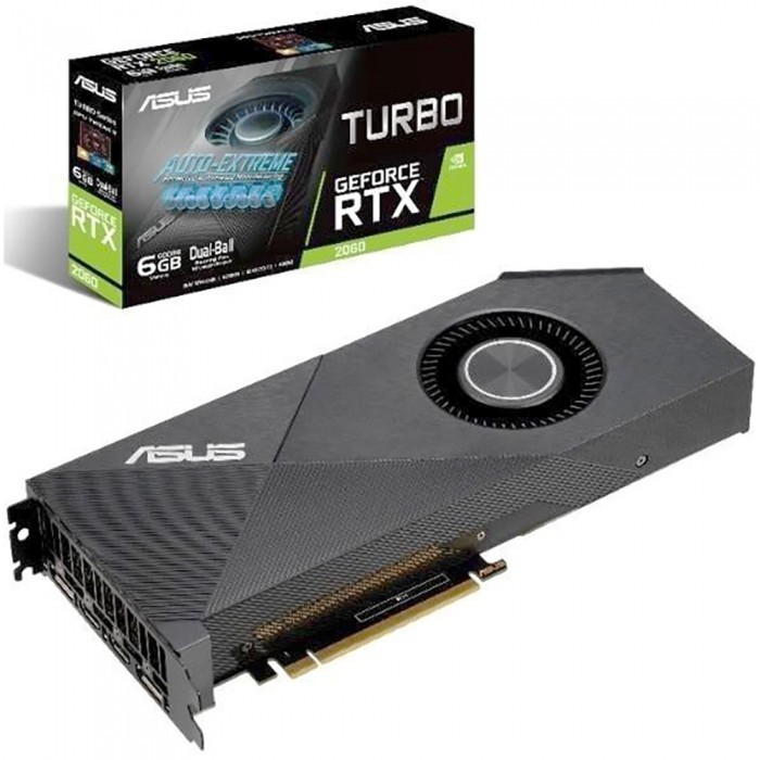 Видеокарта ASUS (TURBO-RTX2060-6G) TURBO GeForce RTX 2060 1365MHz PCI-E 3.0 6144MB 14000MHz 192 bit 2xDisplayPort 2xHDMI