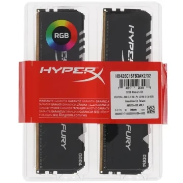 Оперативная память 32 Gb 2666 MHz Kingston HYPERX FURY RGB Black (HX426C16FB3AK2/32)