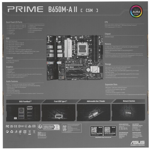 Материнская плата ASUS PRIME B650M-A II-CSM 90MB1EH0-M0EAYC