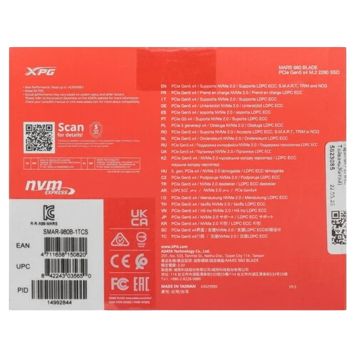 Твердотельный накопитель ADATA XPG 1000 Gb MARS 980 BLADE (SMAR-980B-1TCS)