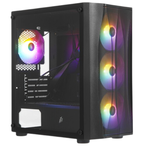 Компьютерный корпус 1STPLAYER FIREBASE X3-M TG LED Black (X3-M-BK-4F1)