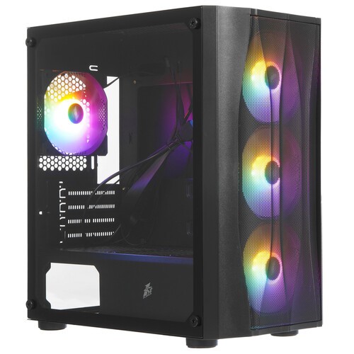 Компьютерный корпус 1STPLAYER FIREBASE X3-M TG LED Black (X3-M-BK-4F1)