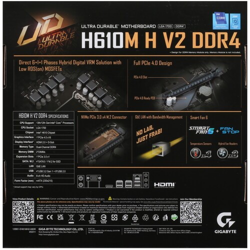 Материнская плата Gigabyte H610M H V2 DDR4