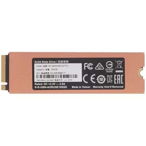 Твердотельный накопитель GIGABYTE 1000 Gb AORUS GP-ASM2NE6100TTTD