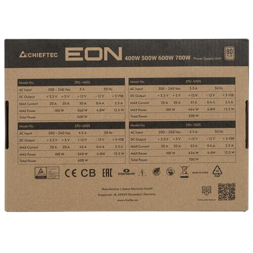 Блок питания Chieftec 700W Eon Black (ZPU-700S)