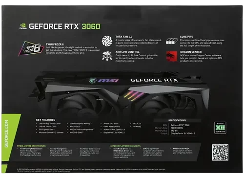 Видеокарта MSI (RTX 3060 GAMING X 12G) GeForce RTX 3060 12GB GAMING X