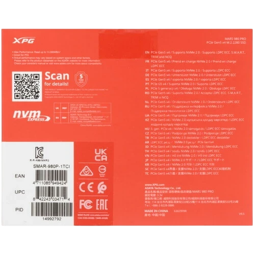 Твердотельный накопитель ADATA XPG 1000 Gb MARS 980 PRO (SMAR-980P-1TCI)