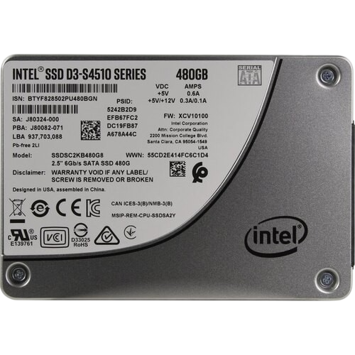 Твердотельный накопитель Intel 480 Gb DC D3-S4510 (SSDSC2KB480G801)