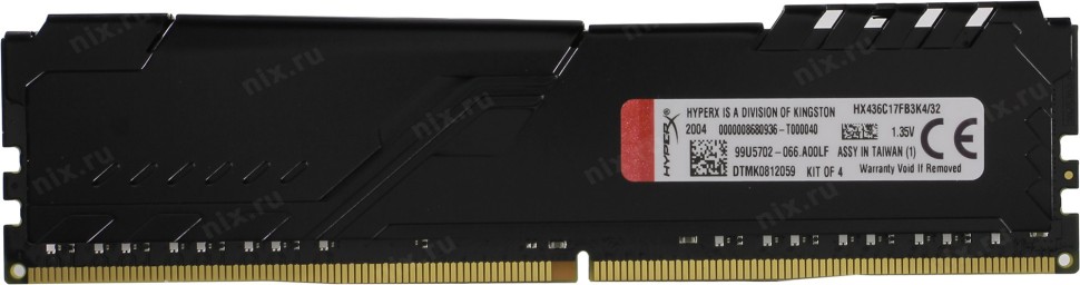 Оперативная память 32 Gb 3600 MHz Kingston HYPERX FURY Black (HX436C17FB3K4/32)