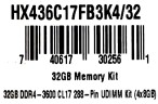 Оперативная память 32 Gb 3600 MHz Kingston HYPERX FURY Black (HX436C17FB3K4/32)
