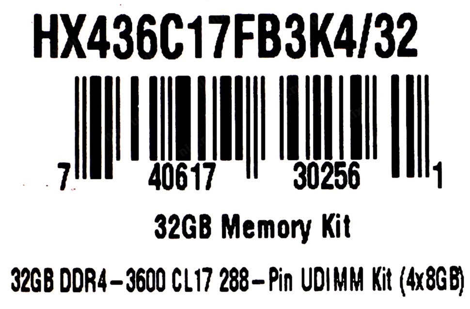 Оперативная память 32 Gb 3600 MHz Kingston HYPERX FURY Black (HX436C17FB3K4/32)