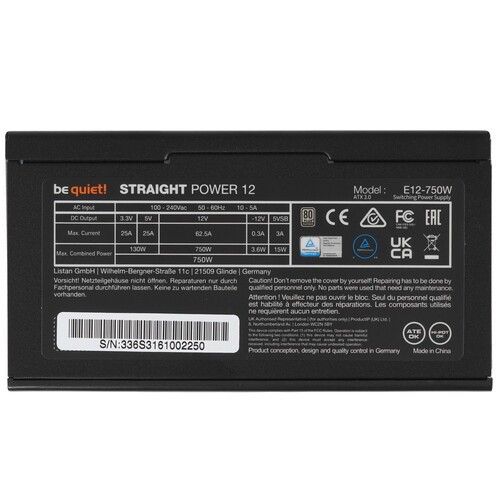 Блок питания Be Quiet! 750W STRAIGHT POWER 12 BN336 16 Pin (PCIe 5.0 Connector Cable Details)