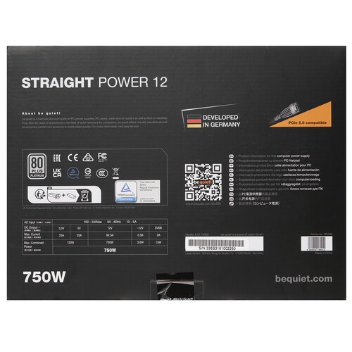 Блок питания Be Quiet! 750W STRAIGHT POWER 12 BN336 16 Pin (PCIe 5.0 Connector Cable Details)
