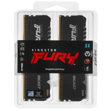 Оперативная память 64 Gb 3600 MHz Kingston FURY BEAST RGB Black (KF436C18BBAK2/64)