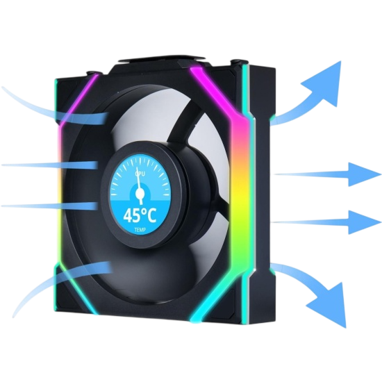 Вентилятор для корпуса Lian Li UNI FAN SL WIRELESS LCD 120 12SLLCD1W1B ARGB Black (G99.12SLLCD1W1B.R0)