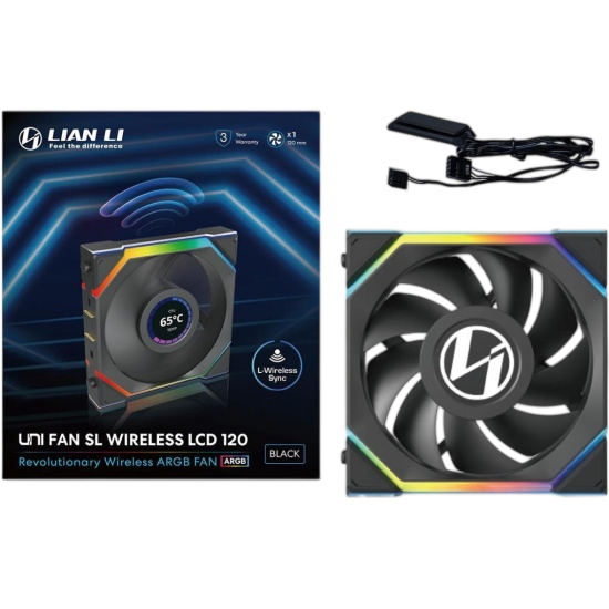 Вентилятор для корпуса Lian Li UNI FAN SL WIRELESS LCD 120 12SLLCD1W1B ARGB Black (G99.12SLLCD1W1B.R0)