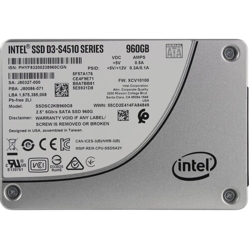 Твердотельный накопитель Intel 960 Gb DC D3-S4510 (SSDSC2KB960G801)