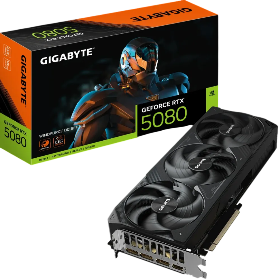 Видеокарта Gigabyte (GV-N5080WF3OC-16GD) GeForce RTX 5080 16GB WINDFORCE OC SFF