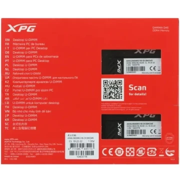Оперативная память 16 Gb 3600 MHz ADATA XPG GAMMIX D45 Black (AX4U36008G18I-DCBKD45)