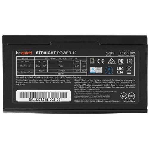 Блок питания Be Quiet! 850W STRAIGHT POWER 12 BN337 16 Pin (PCIe 5.0 Connector Cable Details)