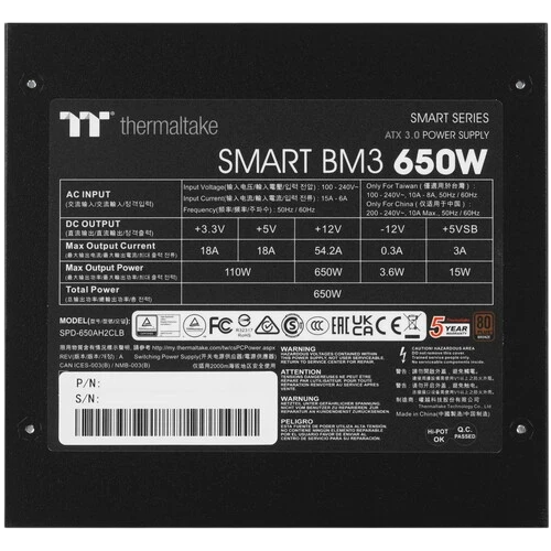 Блок питания Thermaltake 650W Smart BM3 0550 (PS-SPD-0650MNFABE-3) 16 Pin (PCIe 5.0 Connector Cable Details)
