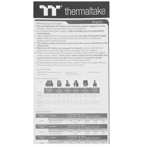 Блок питания Thermaltake 650W Smart BM3 0550 (PS-SPD-0650MNFABE-3) 16 Pin (PCIe 5.0 Connector Cable Details)